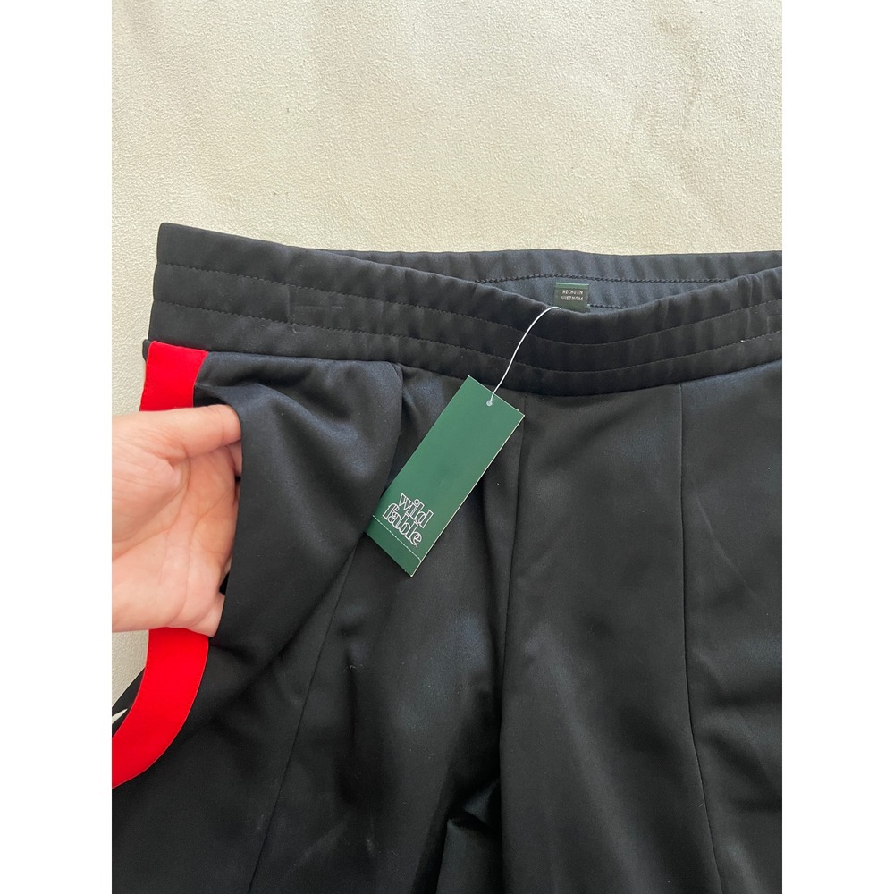 Wild Fable Black Track Pants Red White Side Stripe Zip Hem Athletic Joggers NWT - Picture 7 of 13